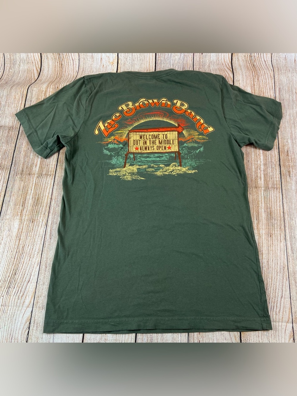 Zac Brown Band Concert Tour Green T Shirt Size Medium